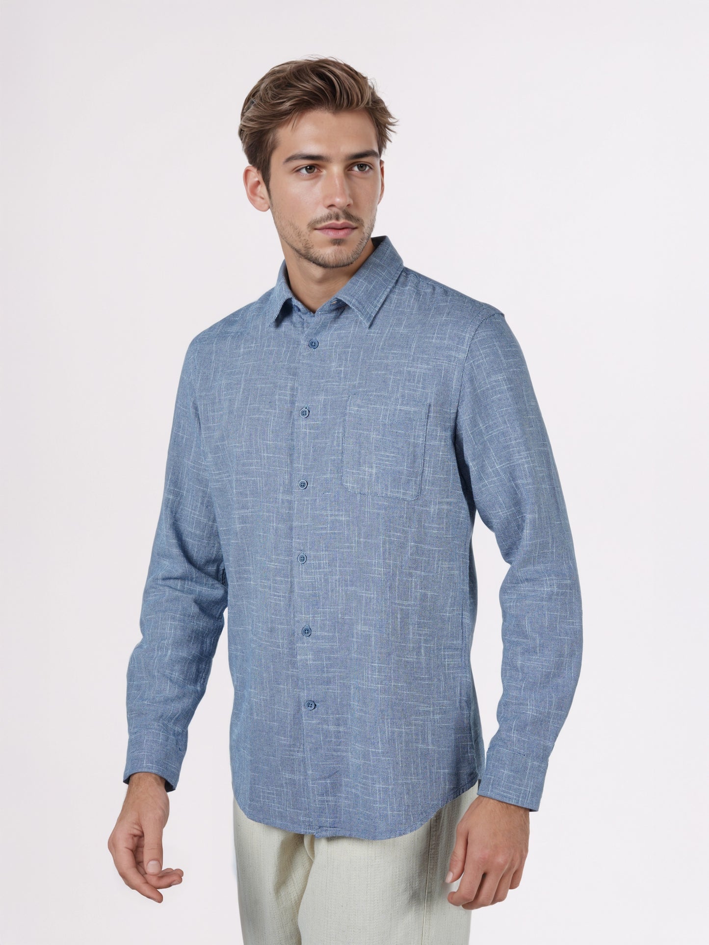 Celio* Men Blue Solid Regular Fit Cotton Shirts