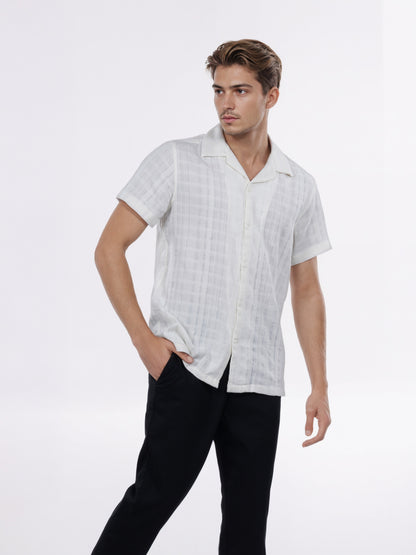 Celio* Men White Solid Regular Fit Cotton Shirt