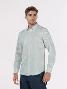 Celio* Regular Fit Striped Men Cotton White Shirts