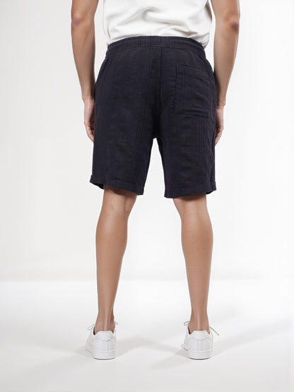 Celio* Men Black Solid Regular Fit Cotton Bermuda