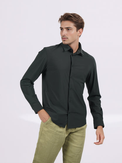 Celio* Men Black Solid Slim Fit Nylon Shirts