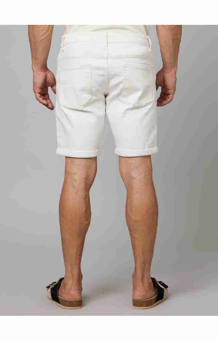 White Regular Fit Shorts