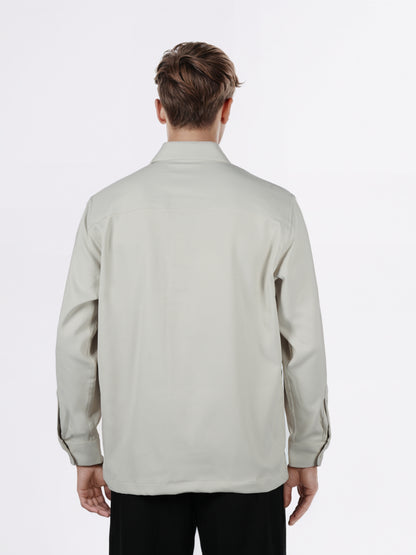 Celio* Men Beige Solid Overshirt Polyester Shirts