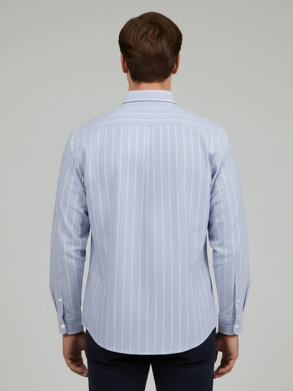 Celio* Men Blue Striped Oversize Cotton Shirts