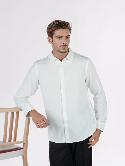 Celio* Men White Solid Regular Fit Cotton Shirts