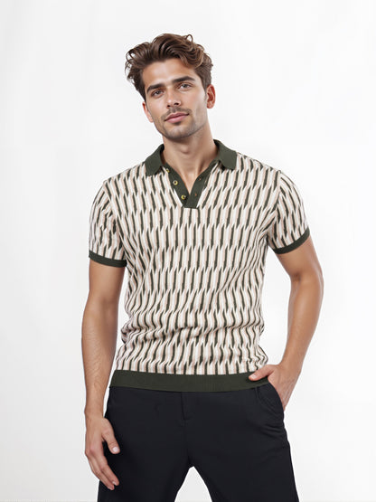 Celio* Men Olive Printed Regular Fit Cotton T-shirt