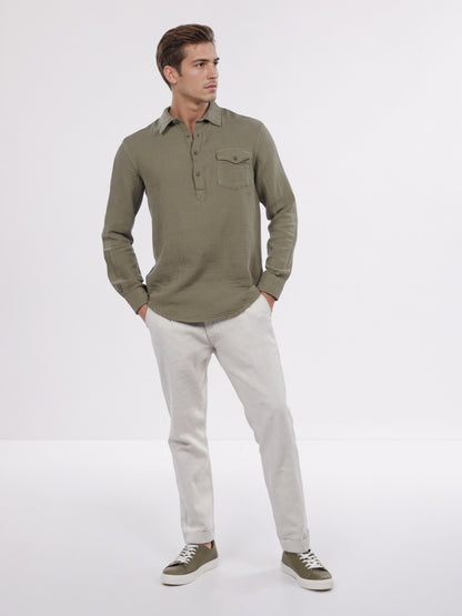 Celio* Men Olive Solid Regular Fit Cotton Shirt