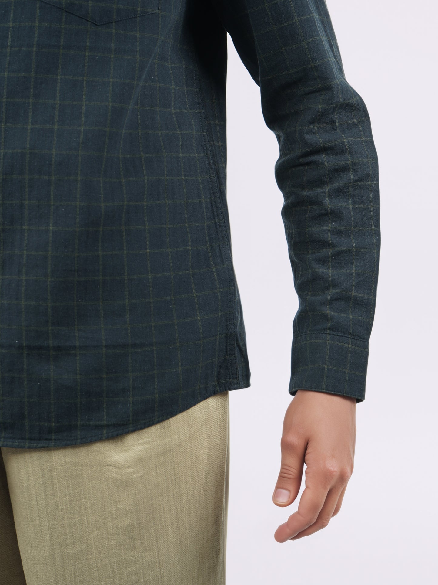 Celio* Men Green Checked Regular Fit Cotton Shirts