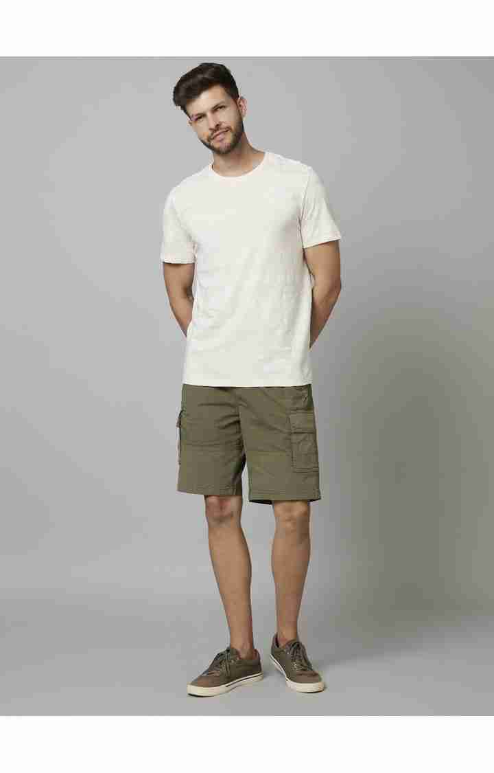 Khaki Regular Fit  Cargo Shorts