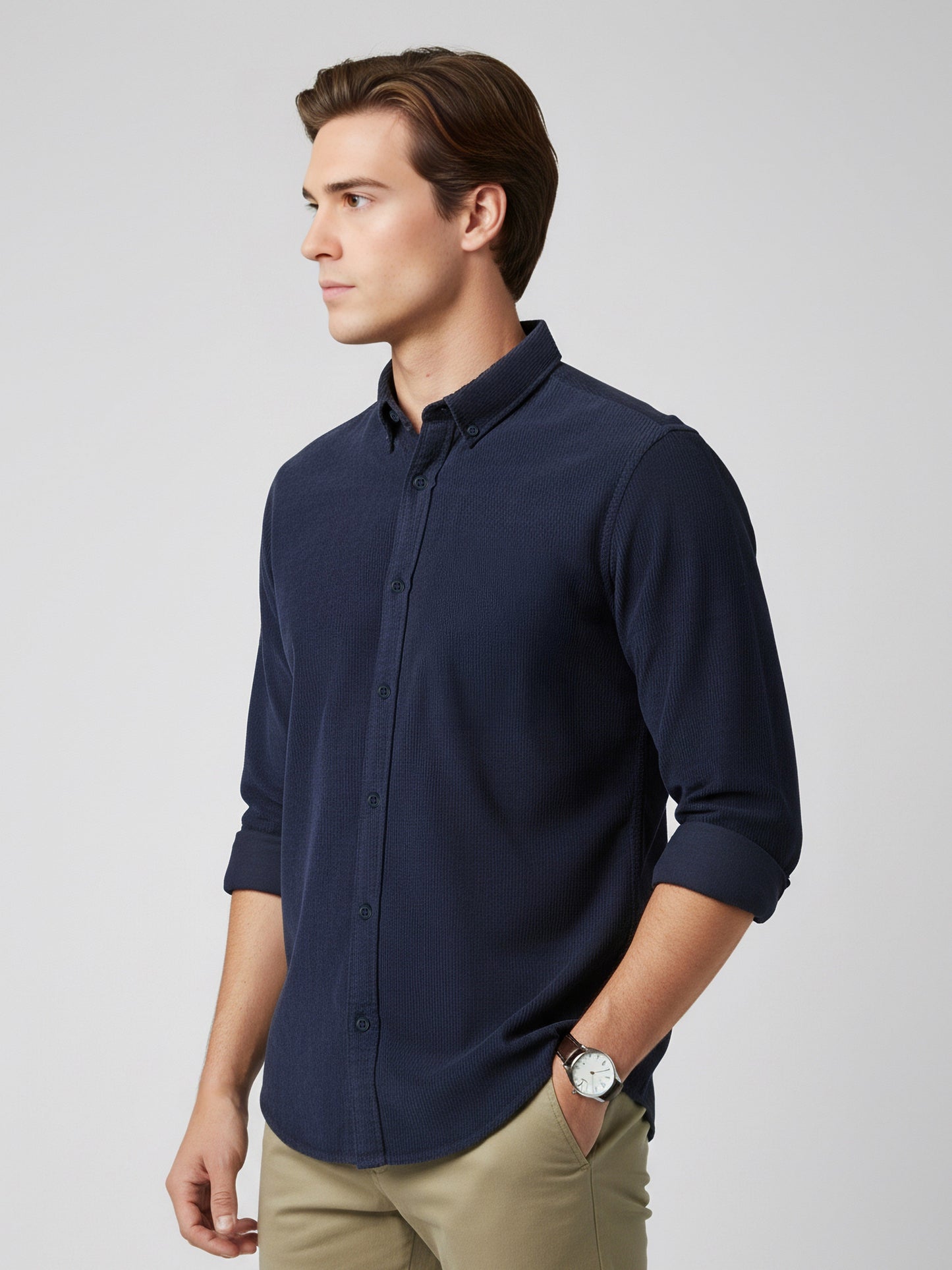 Celio* Men Blue Solid Regular Fit Cotton Shirts