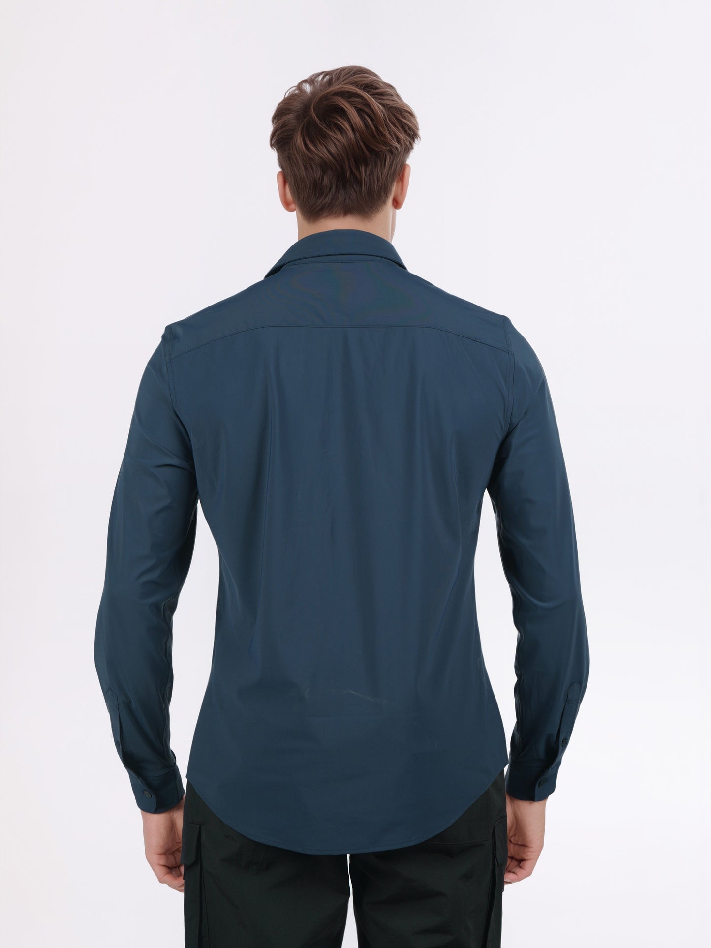 Celio* Men Navy Blue Solid Slim Fit Nylon Shirts