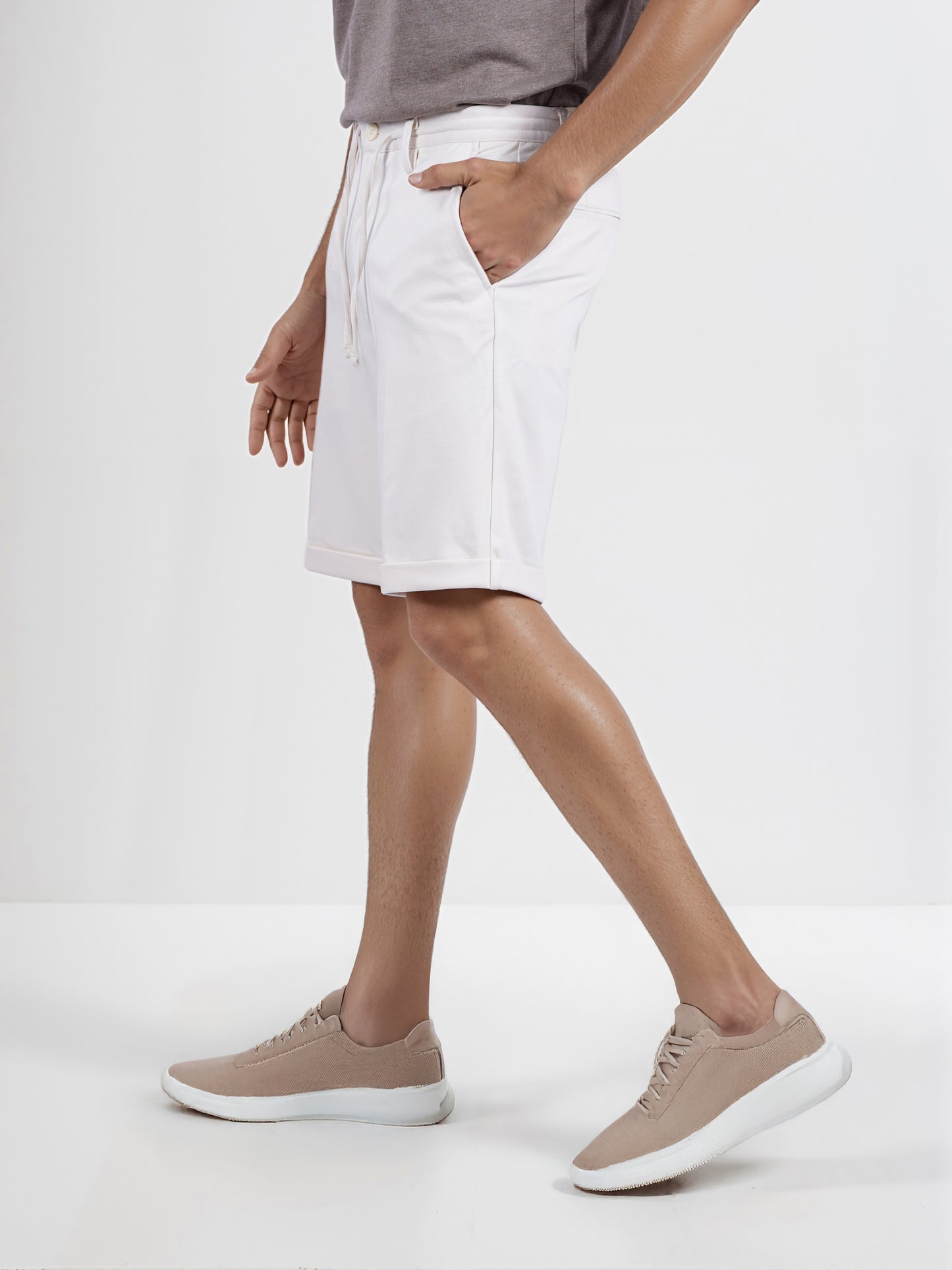 Celio* Men White Solid Regular Fit Polyester Bermuda Shorts