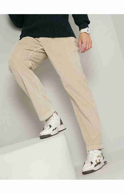 Beige Regular Fit Trousers