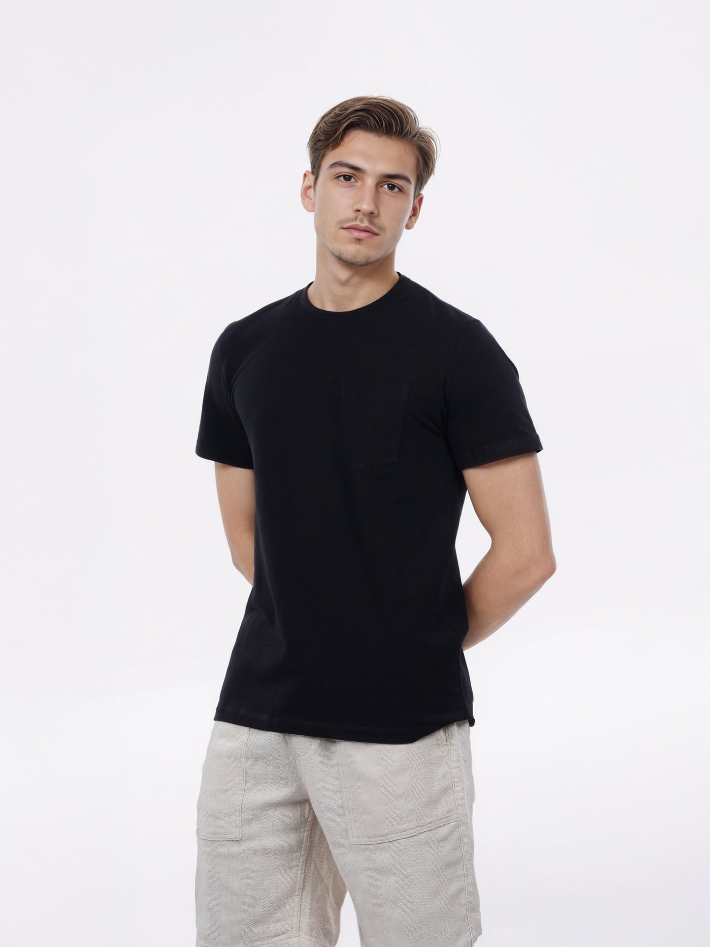 Celio* Men Black Solid Regular Fit Cotton T-Shirt