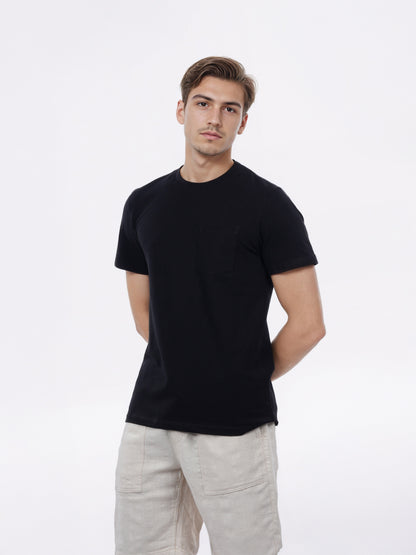 Celio* Men Black Solid Regular Fit Cotton T-Shirt