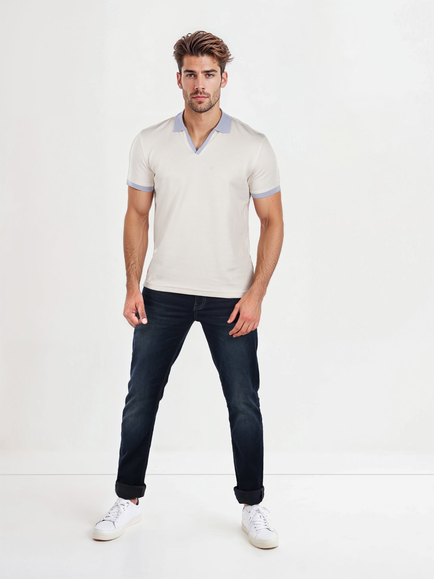 Celio* Solid Regular Fit Cotton Off White T-Shirt