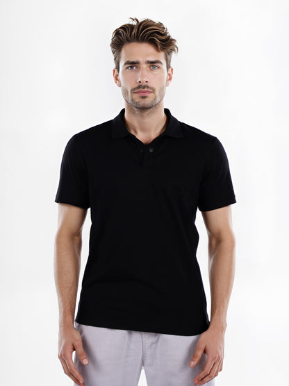 Celio* Chamonix Regular Fit Cotton Black T-Shirt