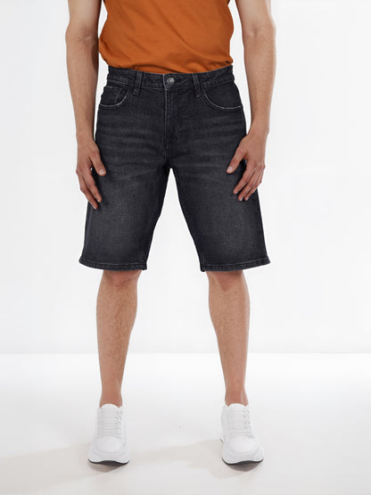 Celio* Cotton Regular Fit Black Bermuda