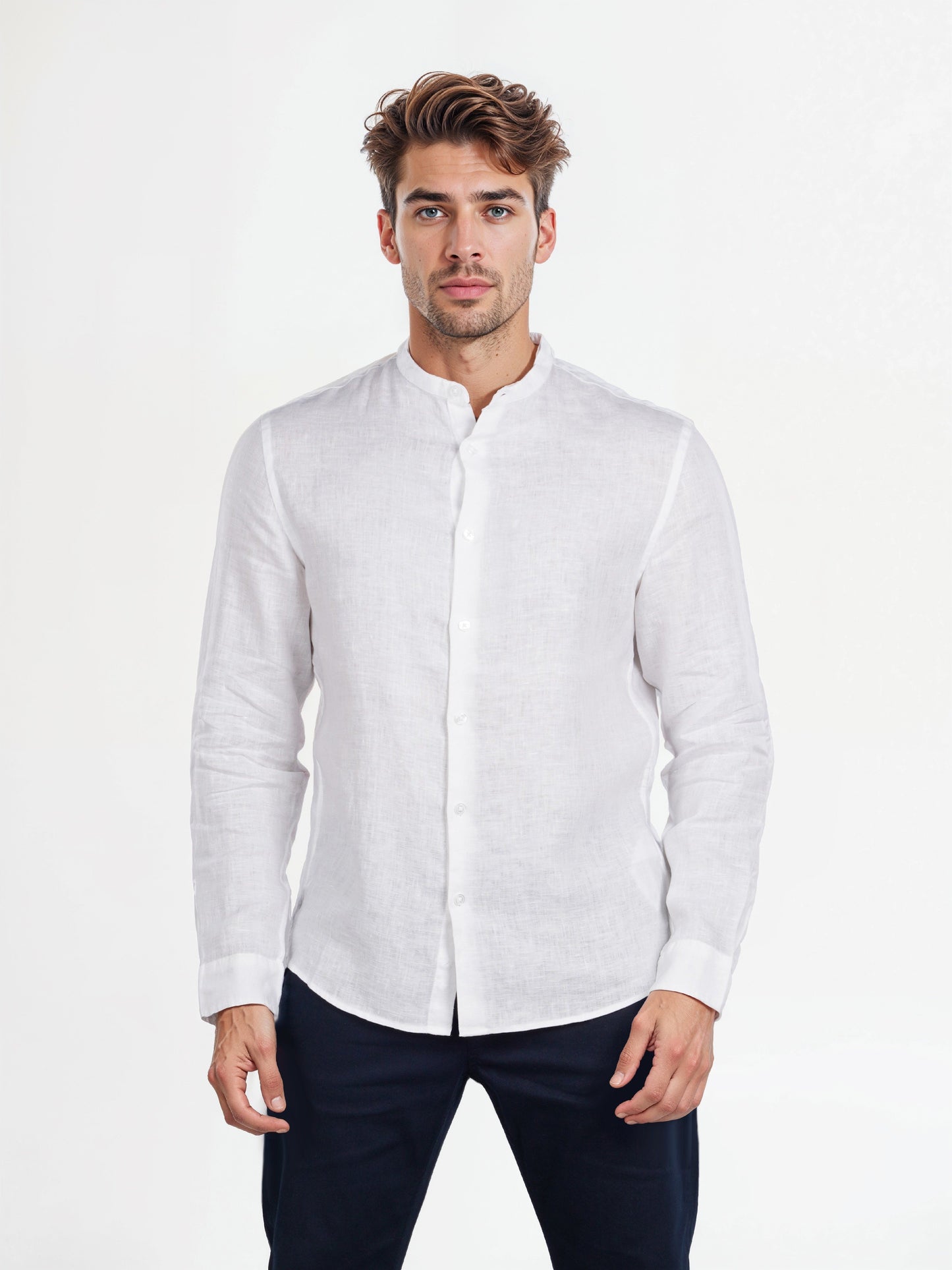 Celio* Solid Men White Regular Fit Linen Shirt