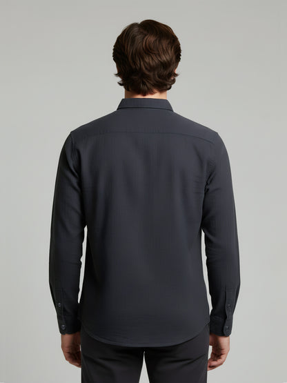 Celio* Men Black Solid Regular Fit Linen Shirts