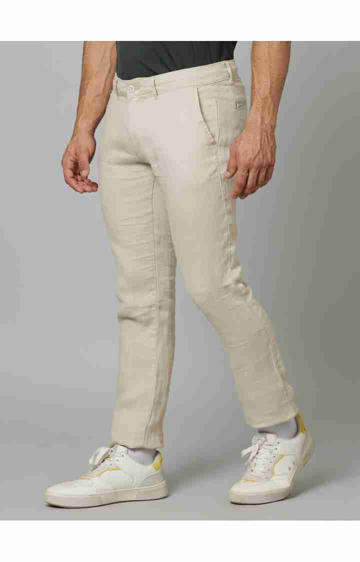 Beige Slim Fit Trousers