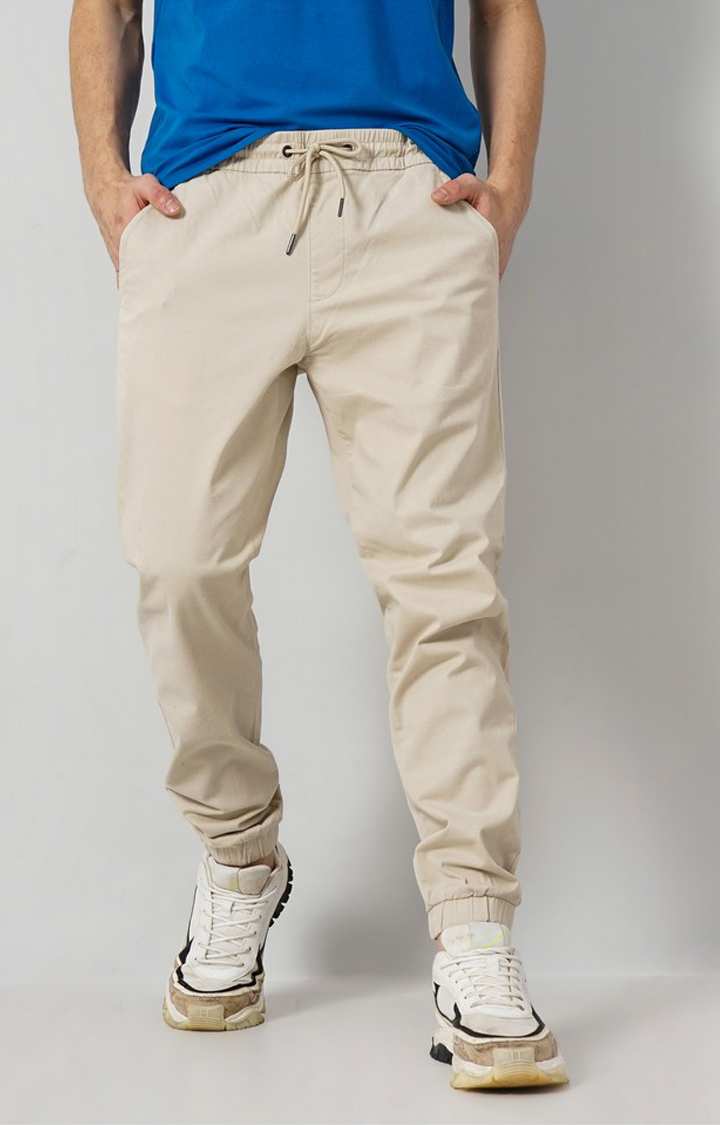 Beige Slim Fit Trousers