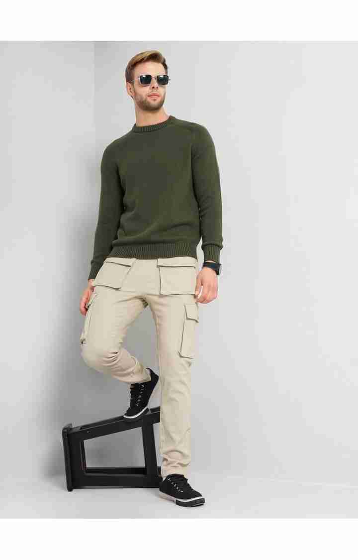 Beige Regular Fit Trousers