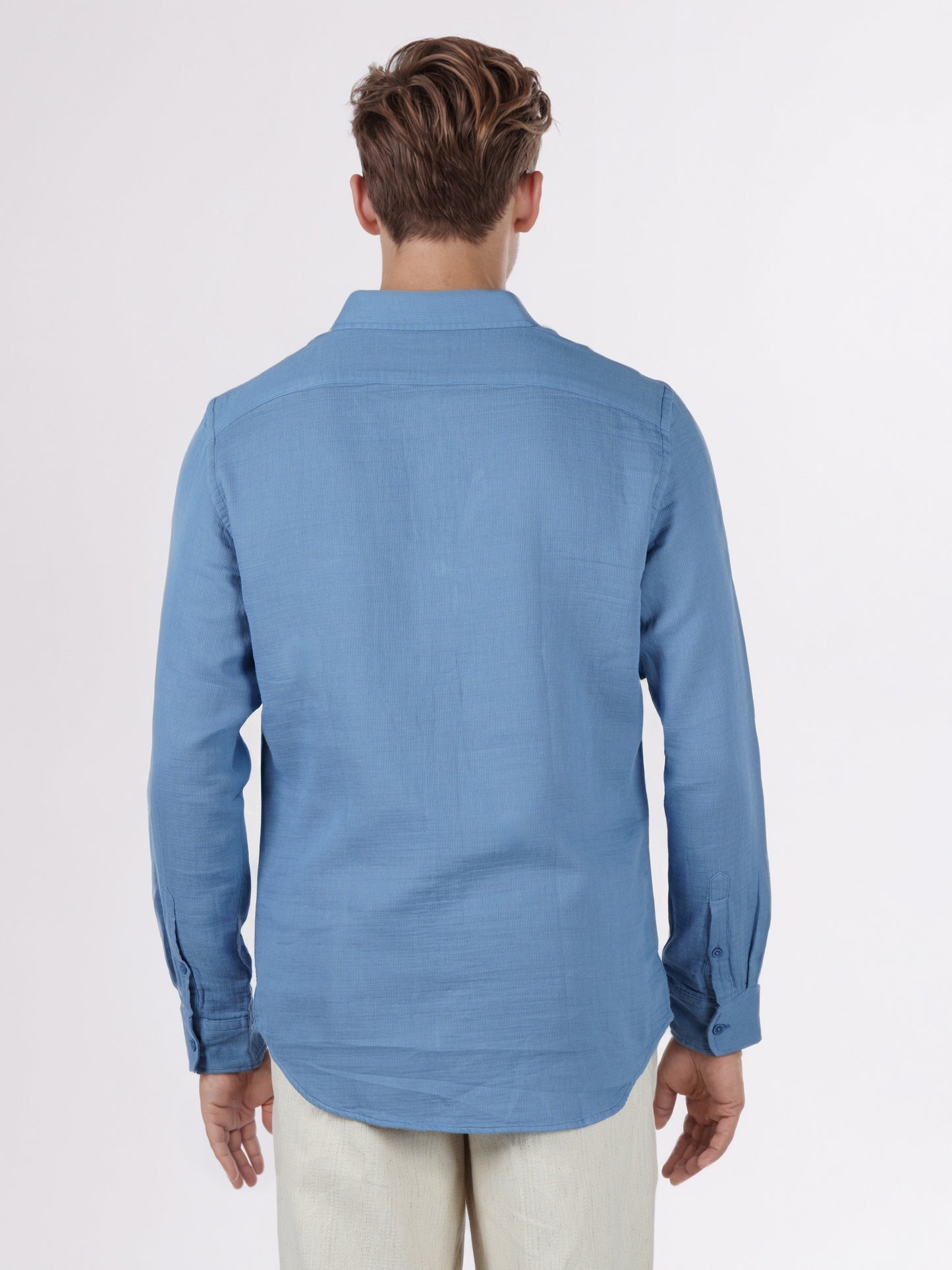 Celio* Men Blue Solid Regular Fit Cotton Shirts