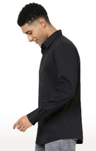 Celio* Cotton Blend Men Black Regular Fit Solid Shirt