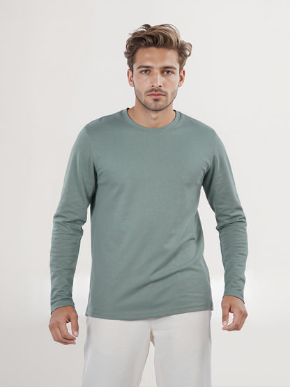 Celio* Men Green Solid Regular Fit Cotton T-Shirt