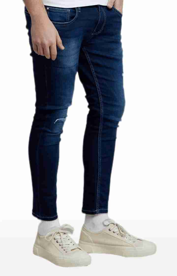 Navy Blue Skinny Ankle Length Jeans