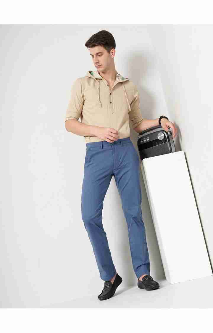 Blue Straight Fit Trousers