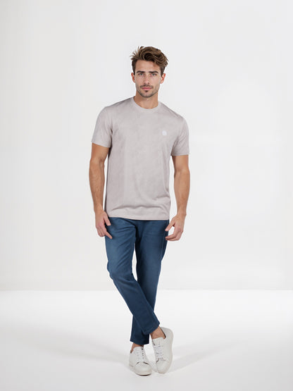 Celio* Chamonix Regular Fit Cotton Beige T-Shirt