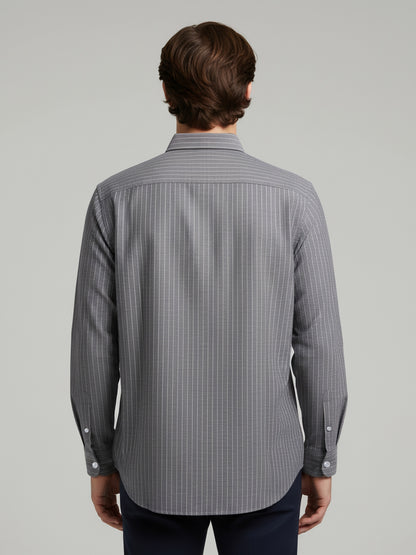 Celio* Men Grey Striped Oversize Cotton Shirts