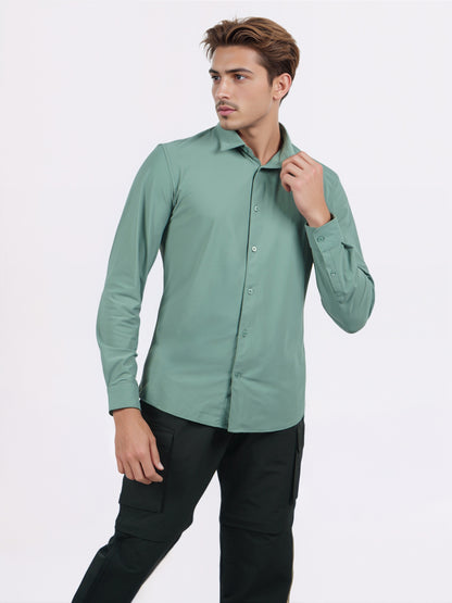 Celio* Men Green Solid Slim Fit Nylon Shirts