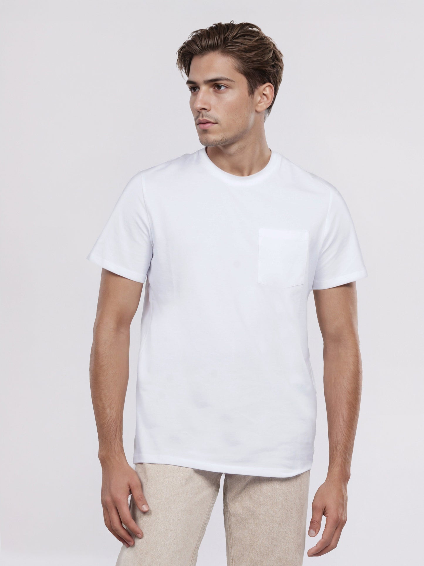 Celio* Men White Solid Regular Fit Cotton T-Shirt