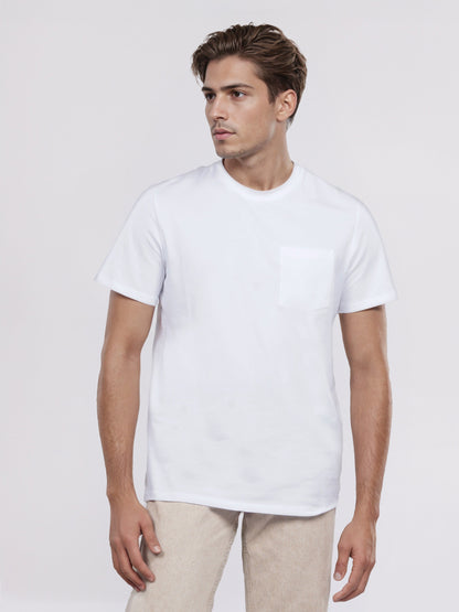 Celio* Men White Solid Regular Fit Cotton T-Shirt