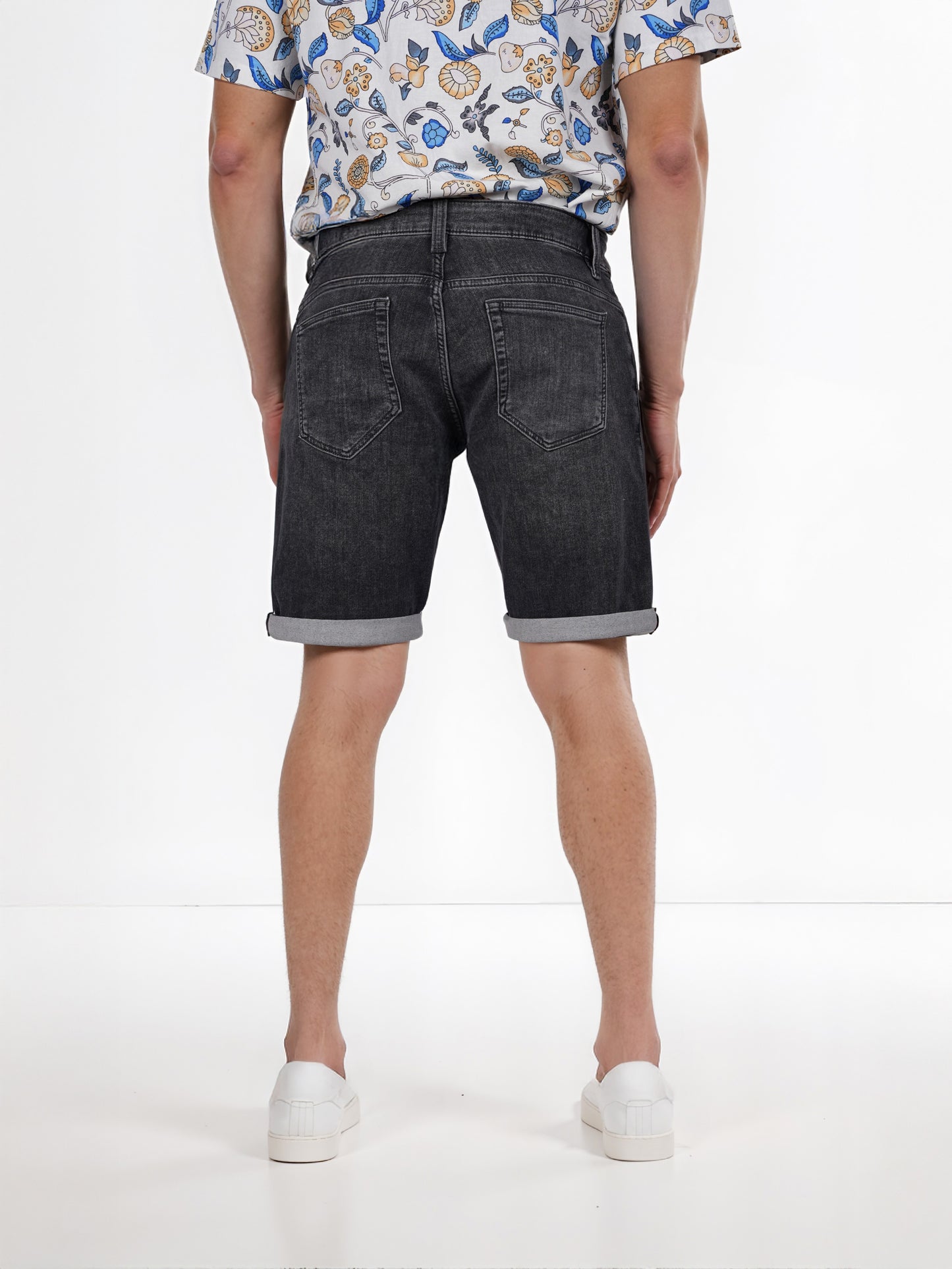 Celio* Cotton-Blend Regular Fit Black Bermuda