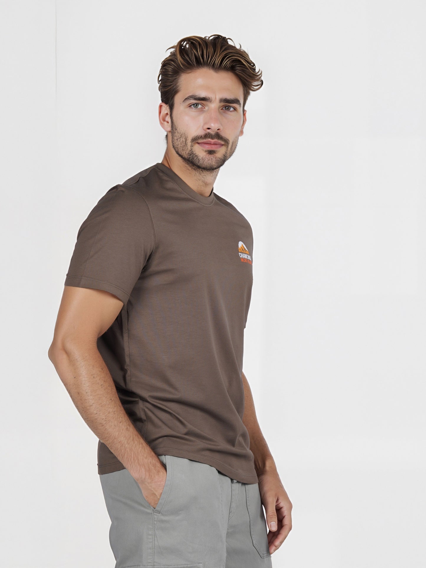 Celio* Chamonix Regular Fit Cotton Olive T-Shirt