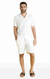 Celio* Cotton Regular Fit Off White Shorts