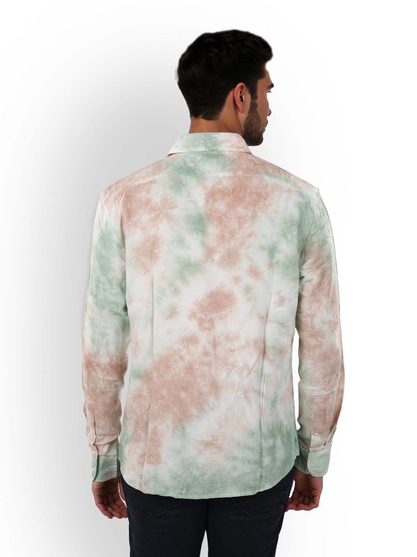 Celio* Tie Dye Regular Fit Viscose Green Shirt