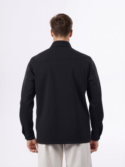 Celio* Men Black Solid Overshirt Polyester Shirts