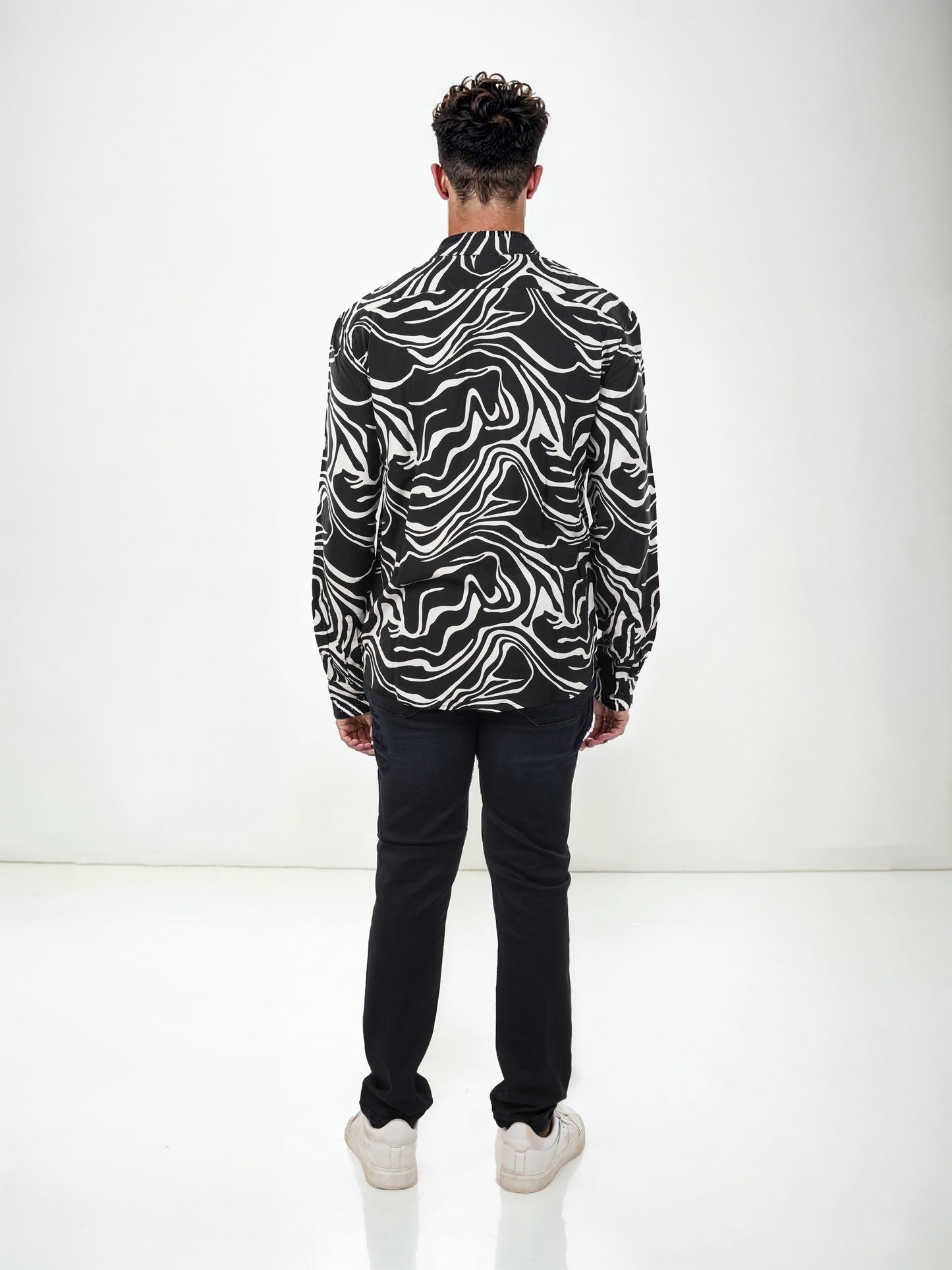 Celio* Printed Regular Fit Viscose Black Shirt