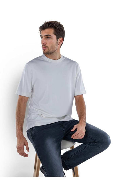 Celio* Solid Oversized Viscose White T-Shirt