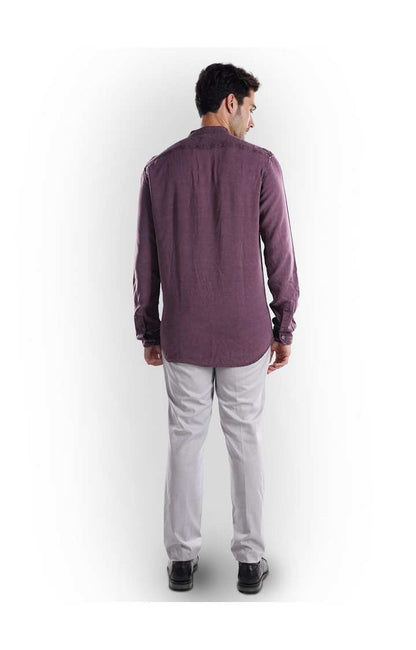 Celio* Solid Regular Fit Cotton Purple Shirt