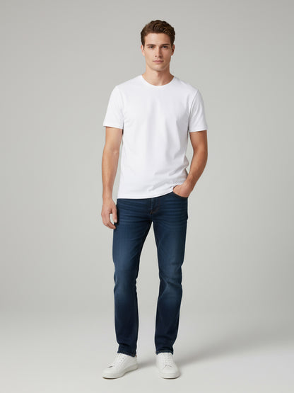 Celio* Men White Solid Slim Fit Cotton T-Shirts