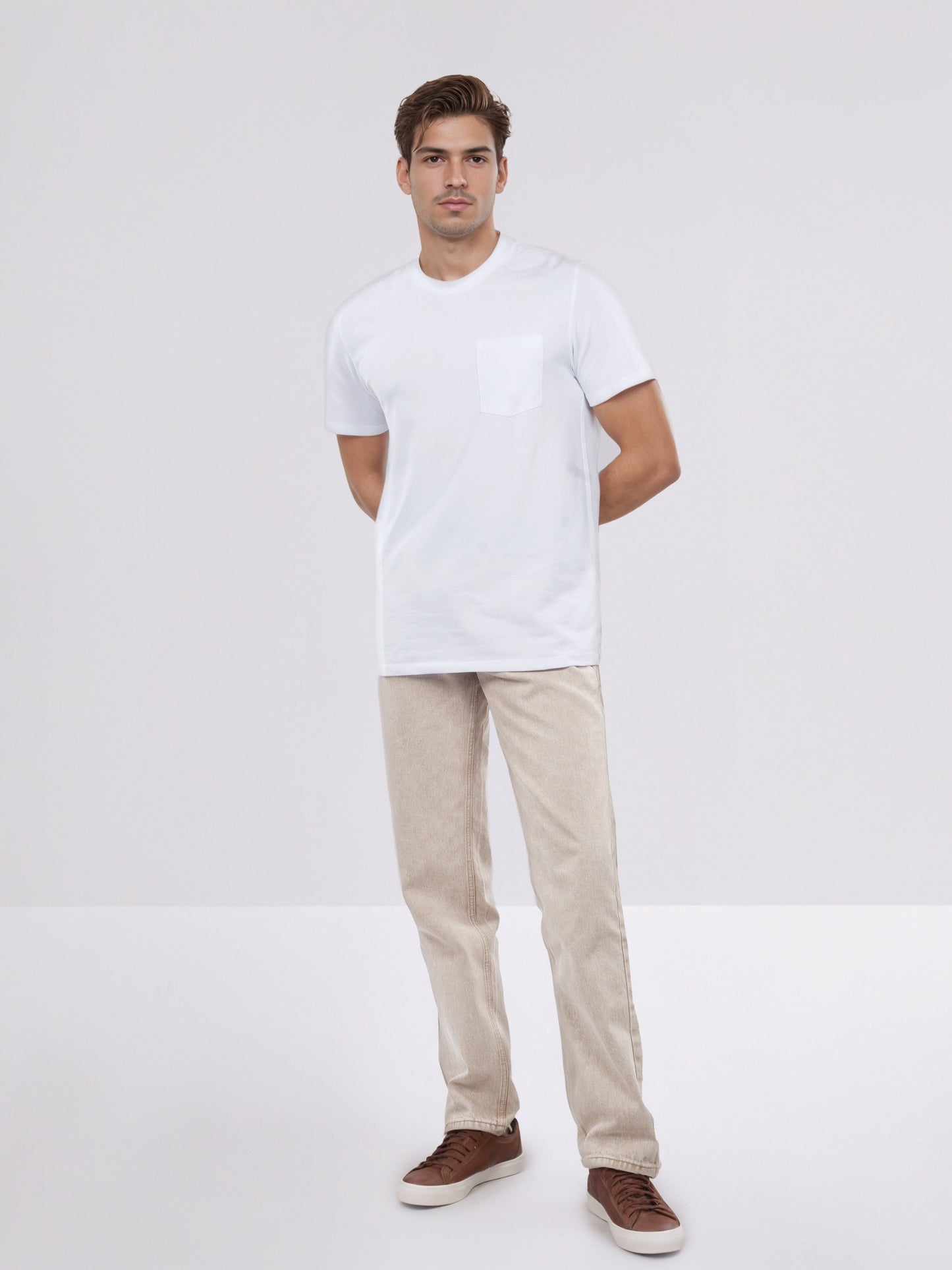 Celio* Men White Solid Regular Fit Cotton T-Shirt