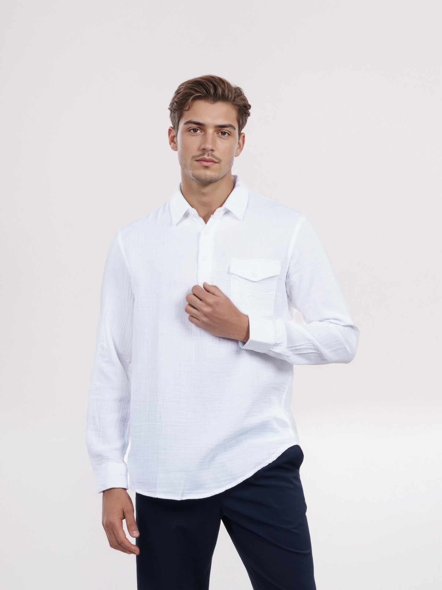 Celio* Men White Solid Regular Fit Cotton Shirt