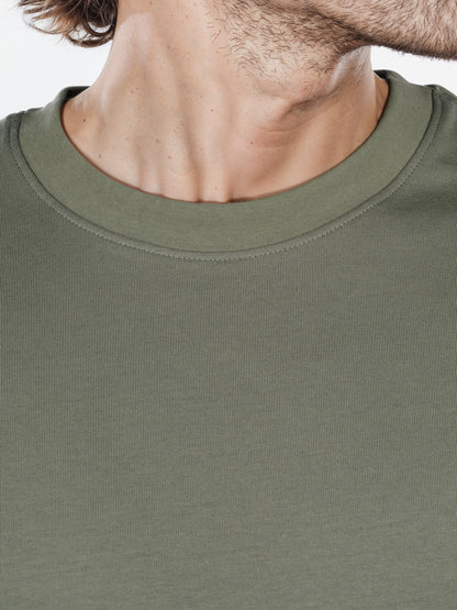 Celio* Solid Regular Fit Poly-Cotton Green T-Shirt