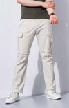 Celio* Cotton-Poly-Blend Regular Fit Off White Trouser